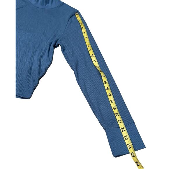 American Eagle AE Blue XL Long-Sleeve Cropped Hey Baby Mock Neck Tee Relaxed - Picture 7 of 7